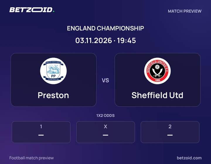 Preston - Sheffield Utd Preston vs Sheffield Utd: England Championship match preview with team badges and kick-off details.