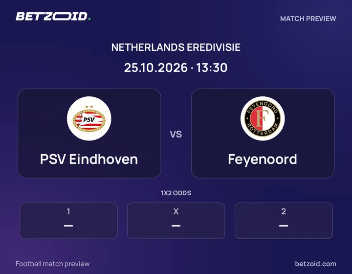 PSV Eindhoven - Feyenoord PSV Eindhoven vs Feyenoord: Netherlands Eredivisie match preview with team badges and kick-off details.