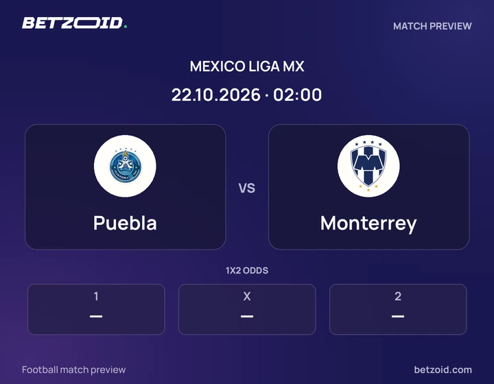 Puebla vs Monterrey: Mexico Liga MX match preview with team badges and kick-off details.