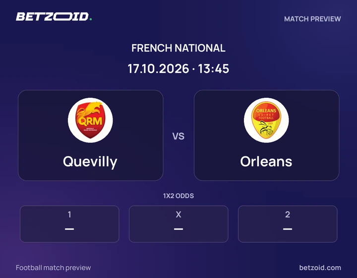 Quevilly vs Orleans: French National match preview with team badges and kick-off details.