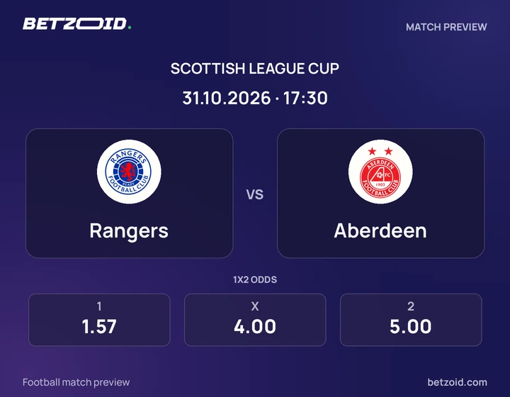 Rangers - Aberdeen Rangers vs Aberdeen: Scottish League Cup match preview with team badges and kick-off details.