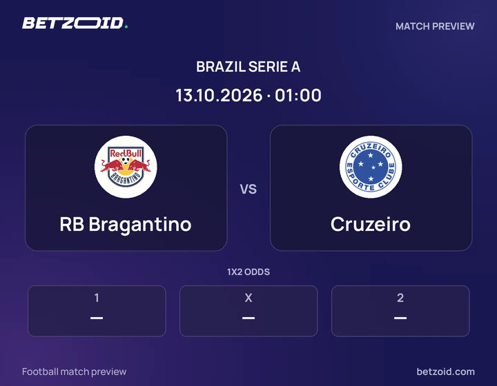 RB Bragantino vs Cruzeiro: Brazil Serie A match preview with team badges and kick-off details.