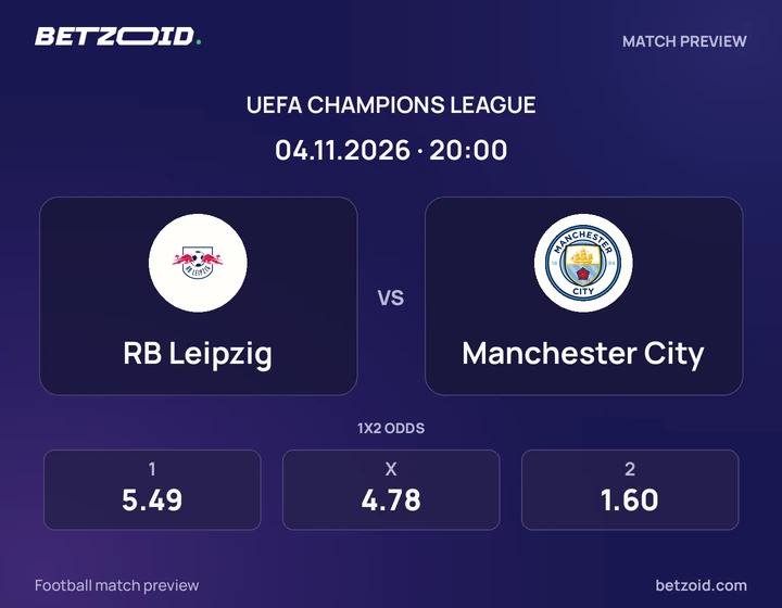 RB Leipzig – Manchester City RB Leipzig – Manchester City: Spielvorschau zum Wettbewerb Champions League mit Teamlogos und Anstoßzeit.