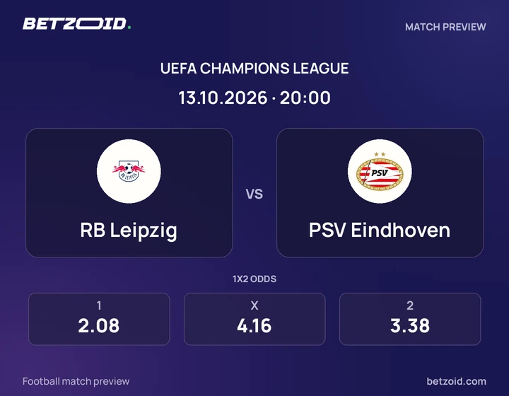 RB Leipzig – PSV Eindhoven RB Leipzig – PSV Eindhoven: Spielvorschau zum Wettbewerb Champions League mit Teamlogos und Anstoßzeit.