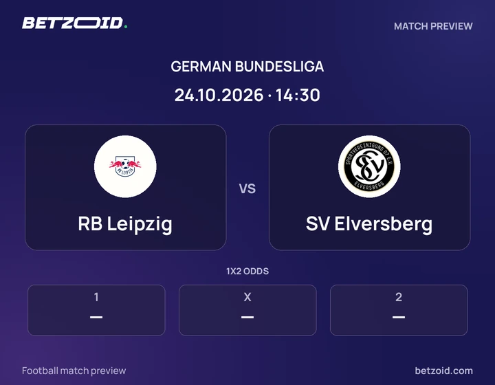 RB Leipzig - SV Elversberg RB Leipzig vs SV Elversberg: German Bundesliga match preview with team badges and kick-off details.