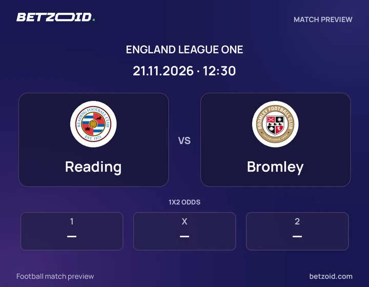 Reading - Bromley Reading vs Bromley: England League One match preview with team badges and kick-off details.