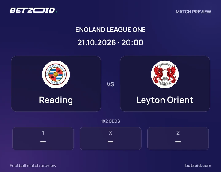 Reading vs Leyton Orient: England League One match preview with team badges and kick-off details.