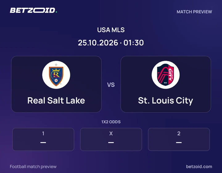 Real Salt Lake vs St. Louis City: USA MLS match preview with team badges and kick-off details.