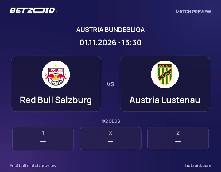 Red Bull Salzburg - Austria Lustenau Red Bull Salzburg vs Austria Lustenau: Austria Bundesliga match preview with team badges and kick-off details.