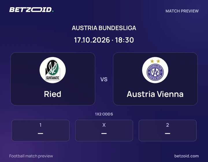 Ried - Austria Vienna Ried vs Austria Vienna: Austria Bundesliga match preview with team badges and kick-off details.