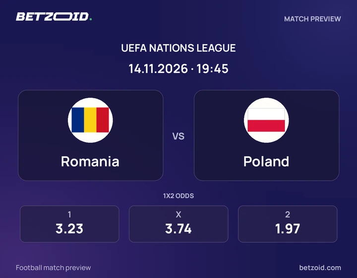 Romania – Polska Romania – Polska: grafika meczu w rozgrywkach Liga Narodów.