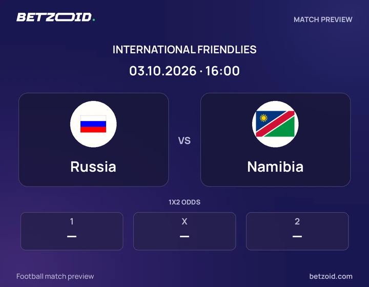 Russia - Namibia Russia vs Namibia: International Friendlies match preview with team badges and kick-off details.