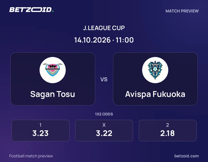 Sagan Tosu vs Avispa Fukuoka: J.League Cup match preview with team badges and kick-off details.