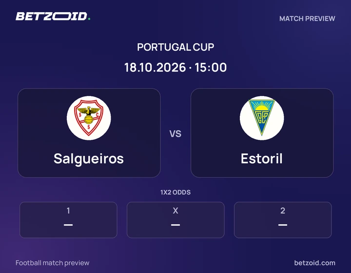 Salgueiros - Estoril Salgueiros vs Estoril: Portugal Cup match preview with team badges and kick-off details.