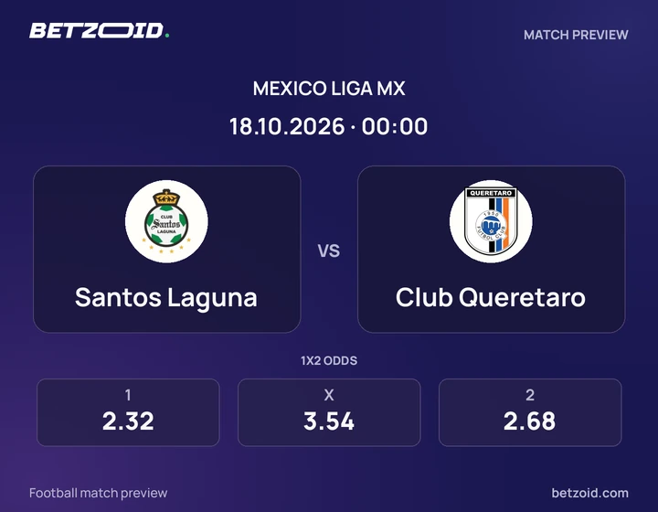 Santos Laguna vs. Club Queretaro Santos Laguna vs. Club Queretaro: previa del partido de Liga MX, con escudos y datos del encuentro.