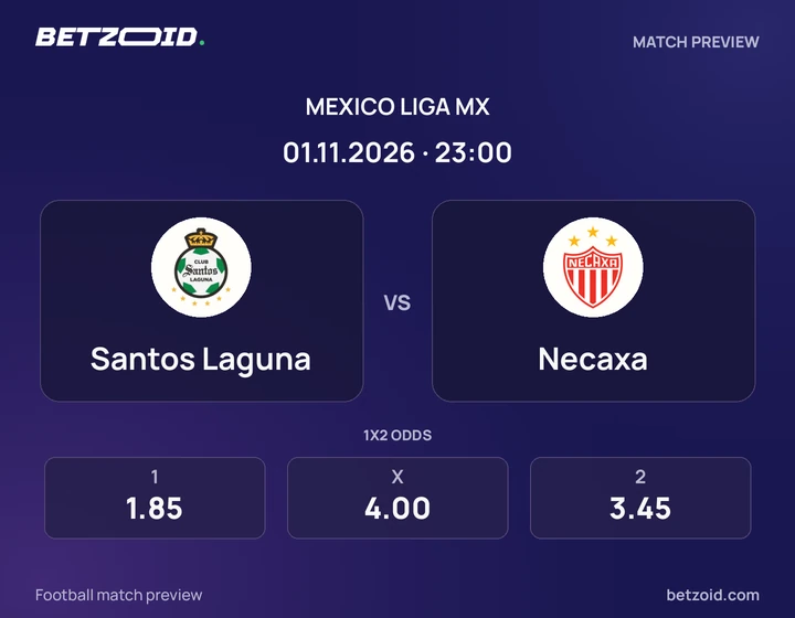 Santos Laguna vs. Necaxa Santos Laguna vs. Necaxa: previa del partido de Liga MX, con escudos y datos del encuentro.