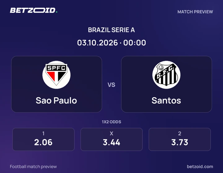 São Paulo x Santos São Paulo x Santos: prévia do jogo de Brasileirão Série A, com escudos e informações da partida.