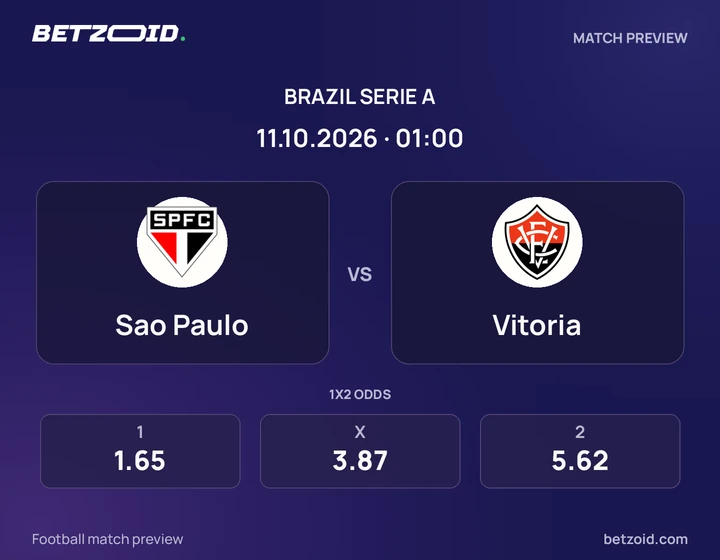 São Paulo x Vitoria São Paulo x Vitoria: prévia do jogo de Brasileirão Série A, com escudos e informações da partida.