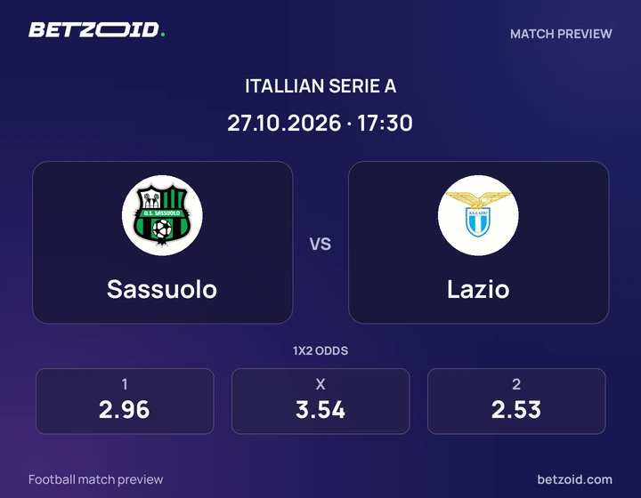 Sassuolo – Lazio Sassuolo – Lazio: presentazione della partita di Serie A con stemmi e orario di inizio.