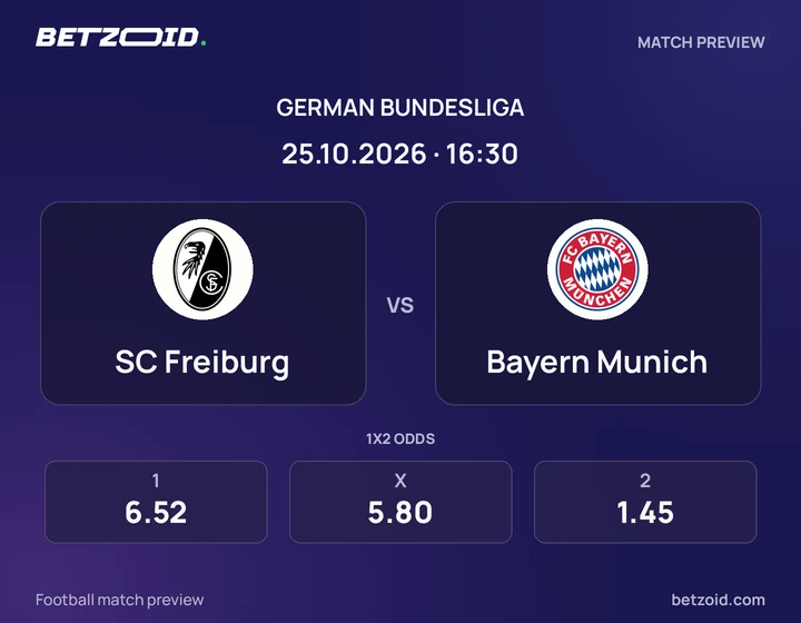 SC Freiburg – Bayern München SC Freiburg – Bayern München: Spielvorschau zum Wettbewerb Bundesliga mit Teamlogos und Anstoßzeit.