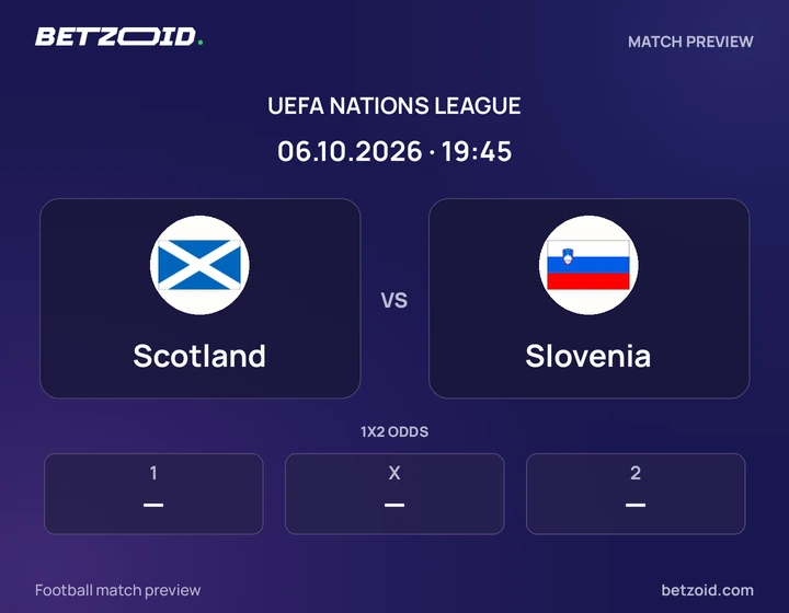 Scotland vs Slovenia: UEFA Nations League match preview with team badges and kick-off details.