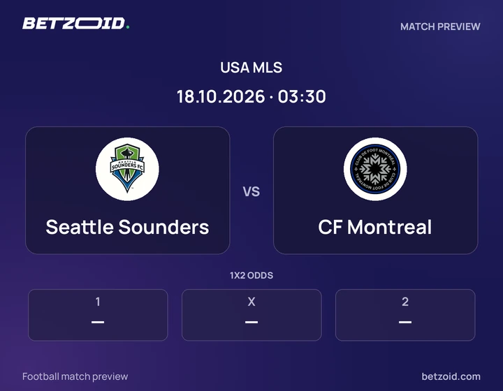 Seattle Sounders vs CF Montreal: USA MLS match preview with team badges and kick-off details.