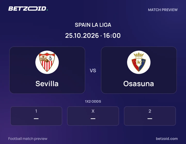 Sevilla - Osasuna Sevilla vs Osasuna: Spain La Liga match preview with team badges and kick-off details.