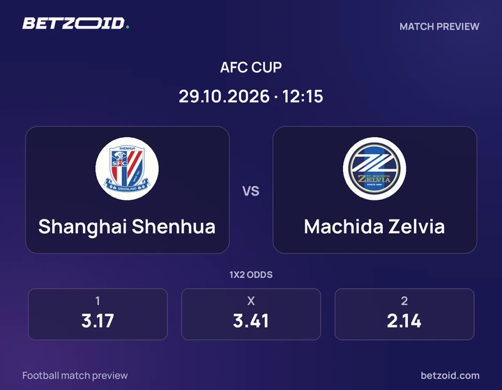 Shanghai Shenhua - Machida Zelvia Shanghai Shenhua vs Machida Zelvia: AFC Cup match preview with team badges and kick-off details.