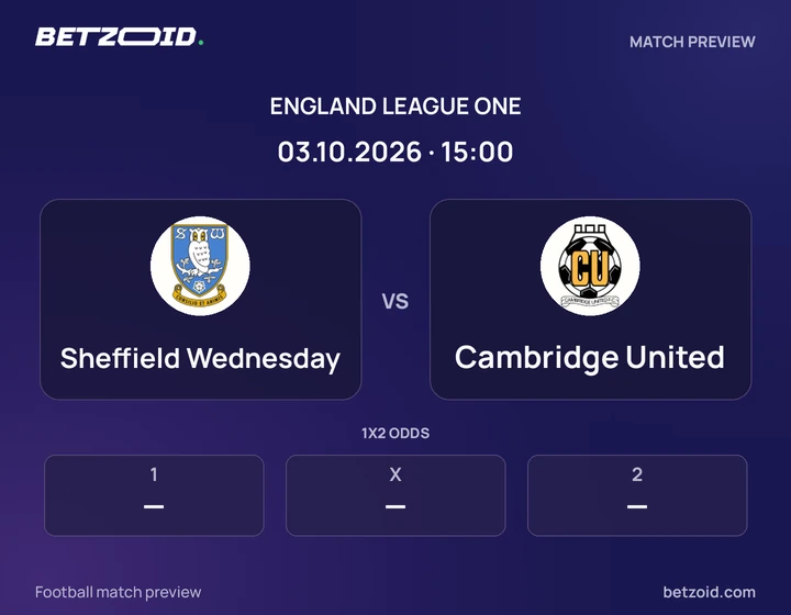 Sheffield Wednesday vs Cambridge United: England League One match preview with team badges and kick-off details.