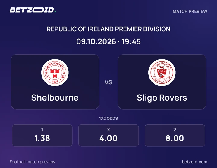 Shelbourne - Sligo Rovers Shelbourne vs Sligo Rovers: Republic of Ireland Premier Division match preview with team badges and kick-off details.