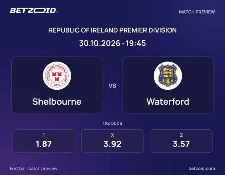 Shelbourne - Waterford Shelbourne vs Waterford: Republic of Ireland Premier Division match preview with team badges and kick-off details.