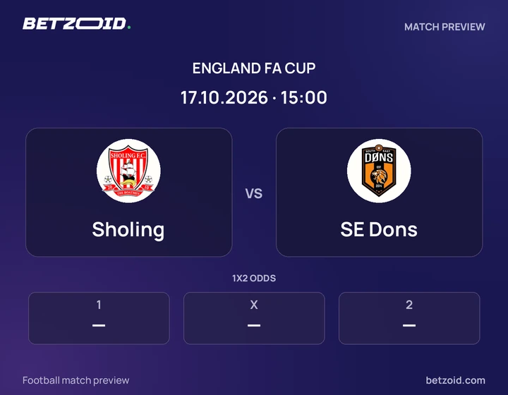 Sholing - SE Dons Sholing vs SE Dons: England FA Cup match preview with team badges and kick-off details.