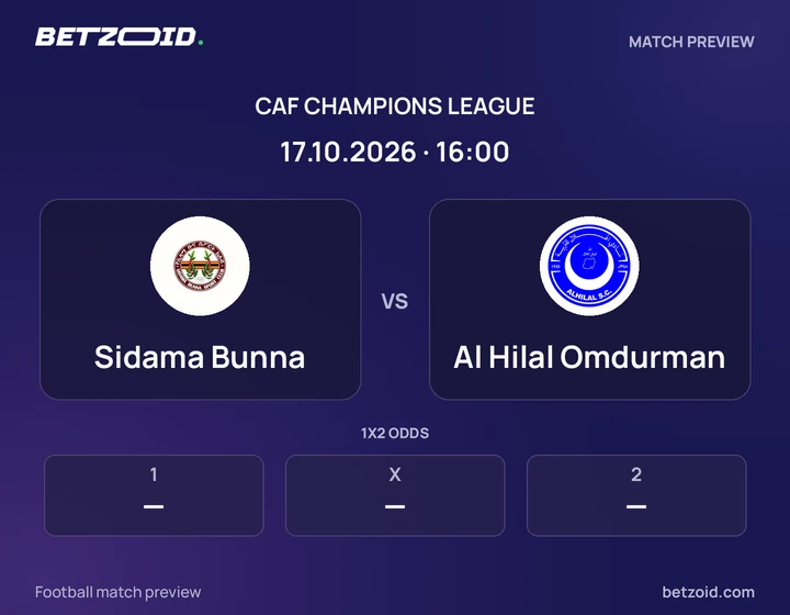 Sidama Bunna - Al Hilal Omdurman Sidama Bunna vs Al Hilal Omdurman: CAF Champions League match preview with team badges and kick-off details.