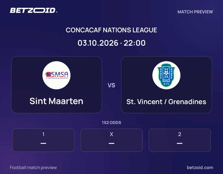 Sint Maarten vs St. Vincent / Grenadines: CONCACAF Nations League match preview with team badges and kick-off details.
