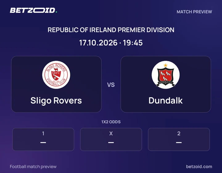 Sligo Rovers - Dundalk Sligo Rovers vs Dundalk: Republic of Ireland Premier Division match preview with team badges and kick-off details.