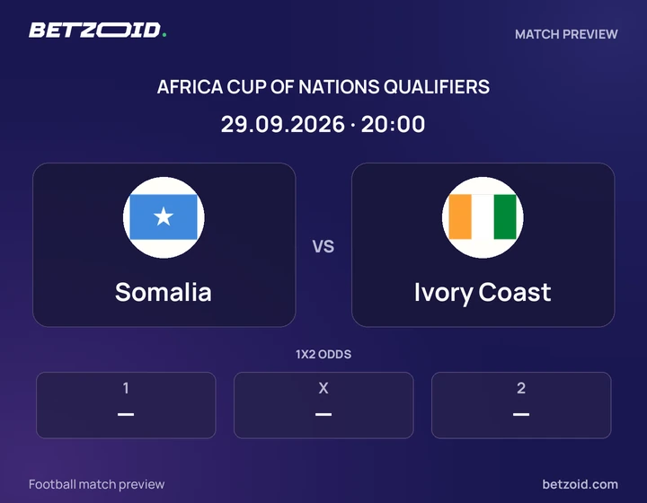 Somalia - Ivory Coast Somalia vs Ivory Coast: Africa Cup of Nations Qualifiers match preview with team badges and kick-off details.