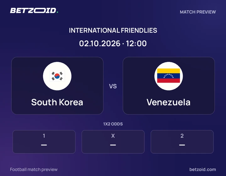 South Korea - Venezuela South Korea vs Venezuela: International Friendlies match preview with team badges and kick-off details.