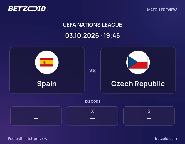 Spain - Czech Republic Spain vs Czech Republic: UEFA Nations League match preview with team badges and kick-off details.