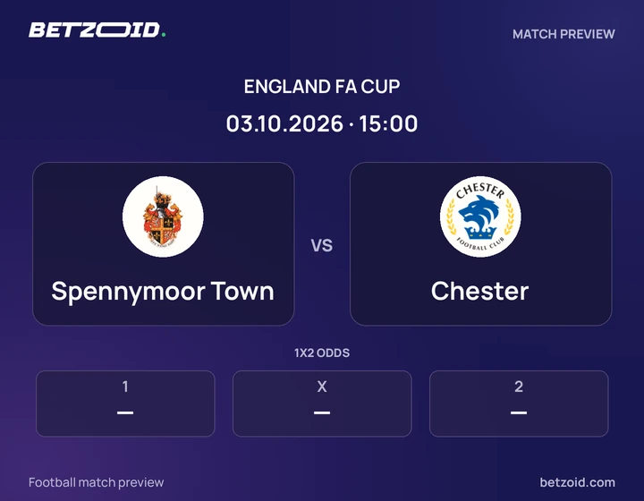 Spennymoor Town vs Chester: England FA Cup match preview with team badges and kick-off details.