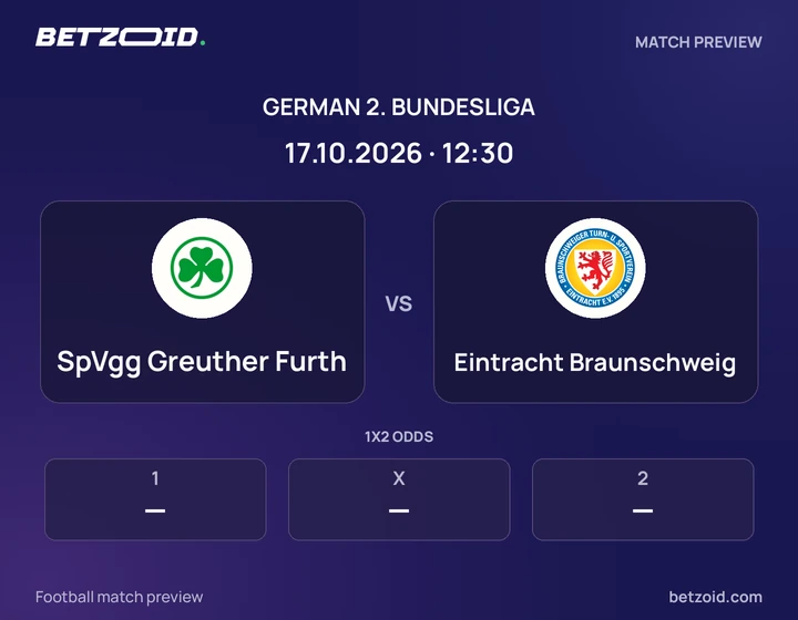 SpVgg Greuther Furth - Eintracht Braunschweig SpVgg Greuther Furth vs Eintracht Braunschweig: German 2. Bundesliga match preview with team badges and kick-off details.
