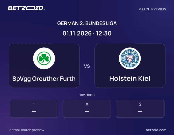 SpVgg Greuther Furth - Holstein Kiel SpVgg Greuther Furth vs Holstein Kiel: German 2. Bundesliga match preview with team badges and kick-off details.