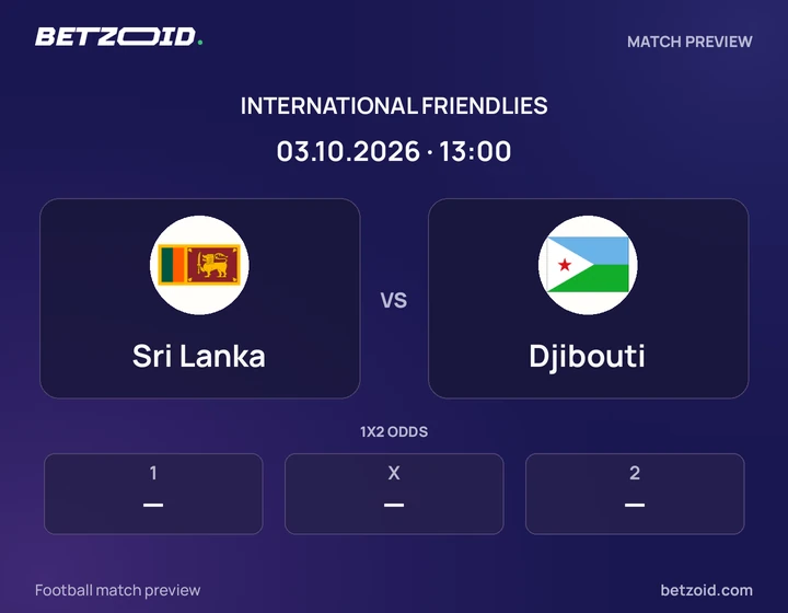 Sri Lanka vs Djibouti: International Friendlies match preview with team badges and kick-off details.