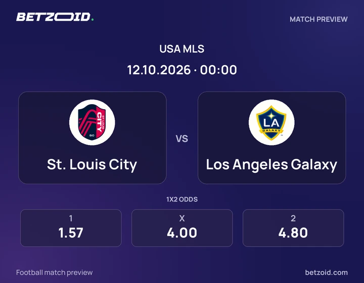 St. Louis City - Los Angeles Galaxy St. Louis City vs Los Angeles Galaxy: USA MLS match preview with team badges and kick-off details.