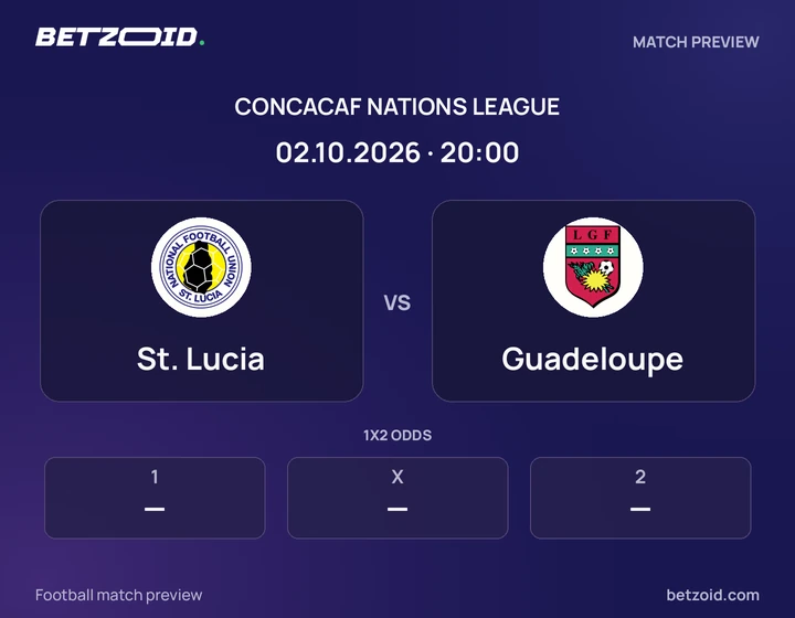 St. Lucia vs Guadeloupe: CONCACAF Nations League match preview with team badges and kick-off details.
