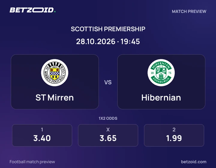 ST Mirren - Hibernian ST Mirren vs Hibernian: Scottish Premiership match preview with team badges and kick-off details.