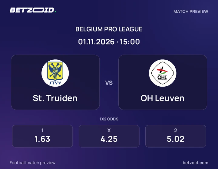 St. Truiden - OH Leuven St. Truiden vs OH Leuven: Belgium Pro League match preview with team badges and kick-off details.