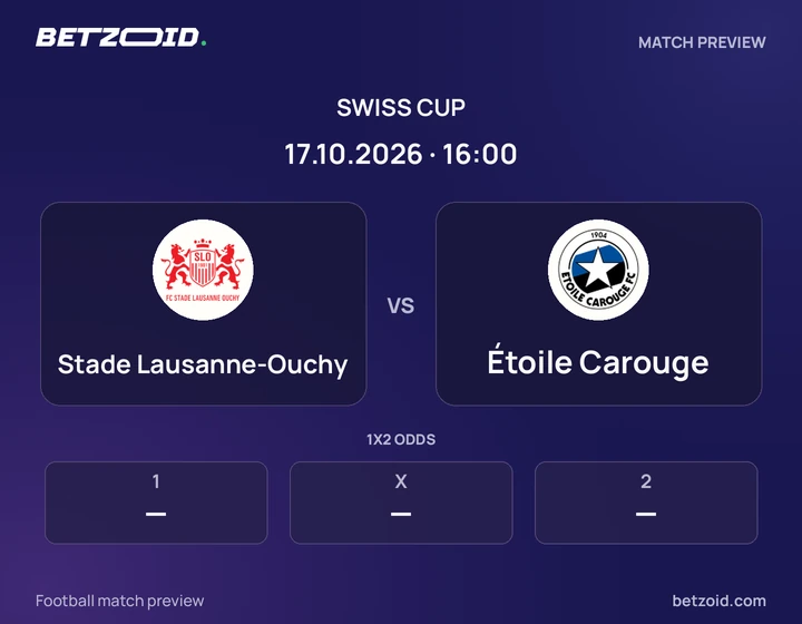 Stade Lausanne-Ouchy - Étoile Carouge Stade Lausanne-Ouchy vs Étoile Carouge: Swiss Cup match preview with team badges and kick-off details.