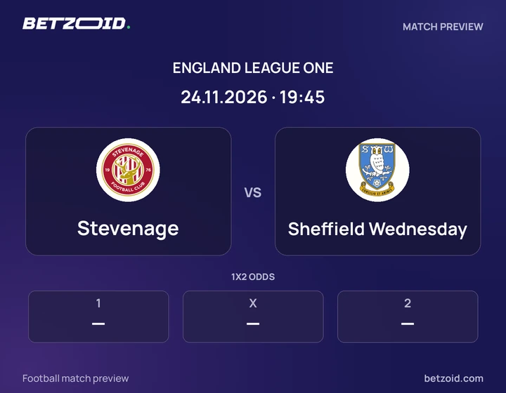 Stevenage - Sheffield Wednesday Stevenage vs Sheffield Wednesday: England League One match preview with team badges and kick-off details.