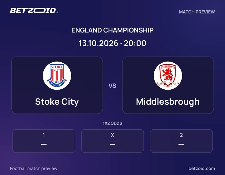 Stoke City - Middlesbrough Stoke City vs Middlesbrough: England Championship match preview with team badges and kick-off details.