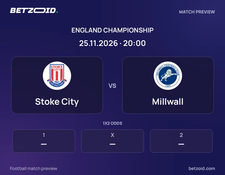 Stoke City - Millwall Stoke City vs Millwall: England Championship match preview with team badges and kick-off details.
